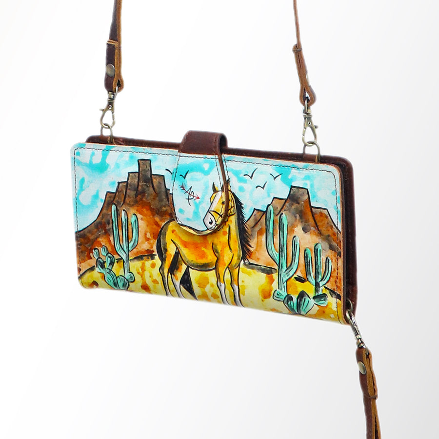 American Darling Wallet Full Grain Genuine Leather Western Women Bag | Handbag Purse Wristlet Travel Clutch - Uhorse