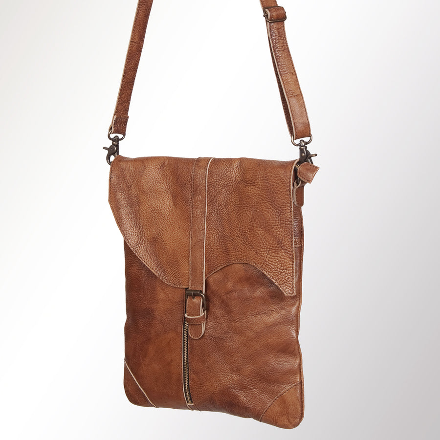 Hilason Vintage Genuine Leather Crossbody Bag for Men and Women - Rustic Brown Messenger Shoulder Bag - Hilason
