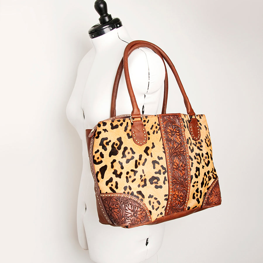 American Darling Tote Hand Tooled Hair on Genuine Leather Western Women Bag Handbag Purse | Travel Bags College Casual