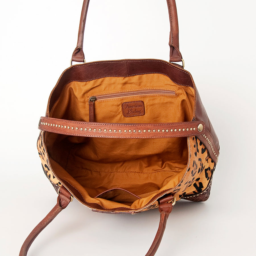 American Darling Tote Hand Tooled Hair on Genuine Leather Western Women Bag Handbag Purse | Travel Bags College Casual