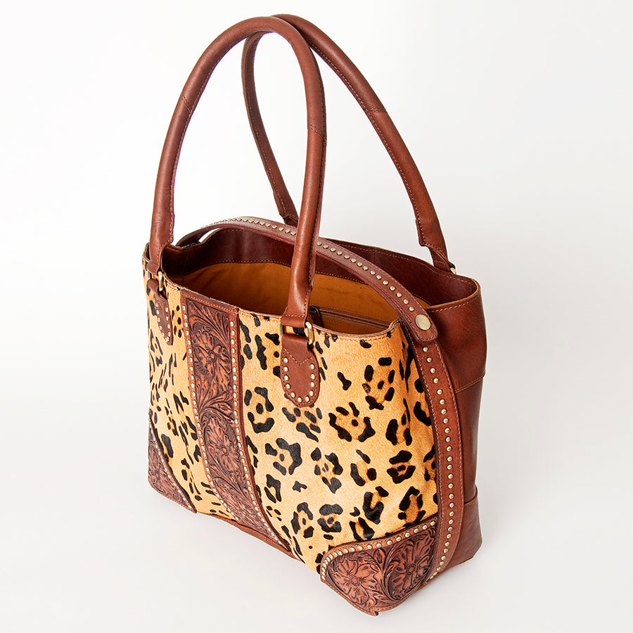 American Darling Tote Hand Tooled Hair on Genuine Leather Western Women Bag Handbag Purse | Travel Bags College - Uhorse