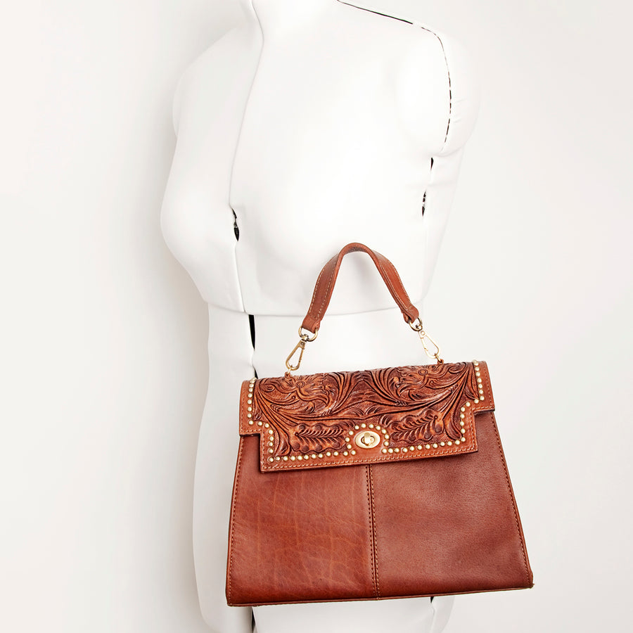 American Darling Briefcase Hand Tooled Genuine Leather Western Women Bag Handbag | for Cute Laptop