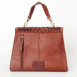 American Darling Leopard Print Leather Western Handbag with Top Handle