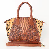 American Darling ADBGI182A Tote Hand Tooled Hair On Genuine Leather women bag western handbag purse