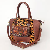 American Darling ADBGI187A Tote Hand Tooled Hair On Genuine Leather women bag western handbag purse