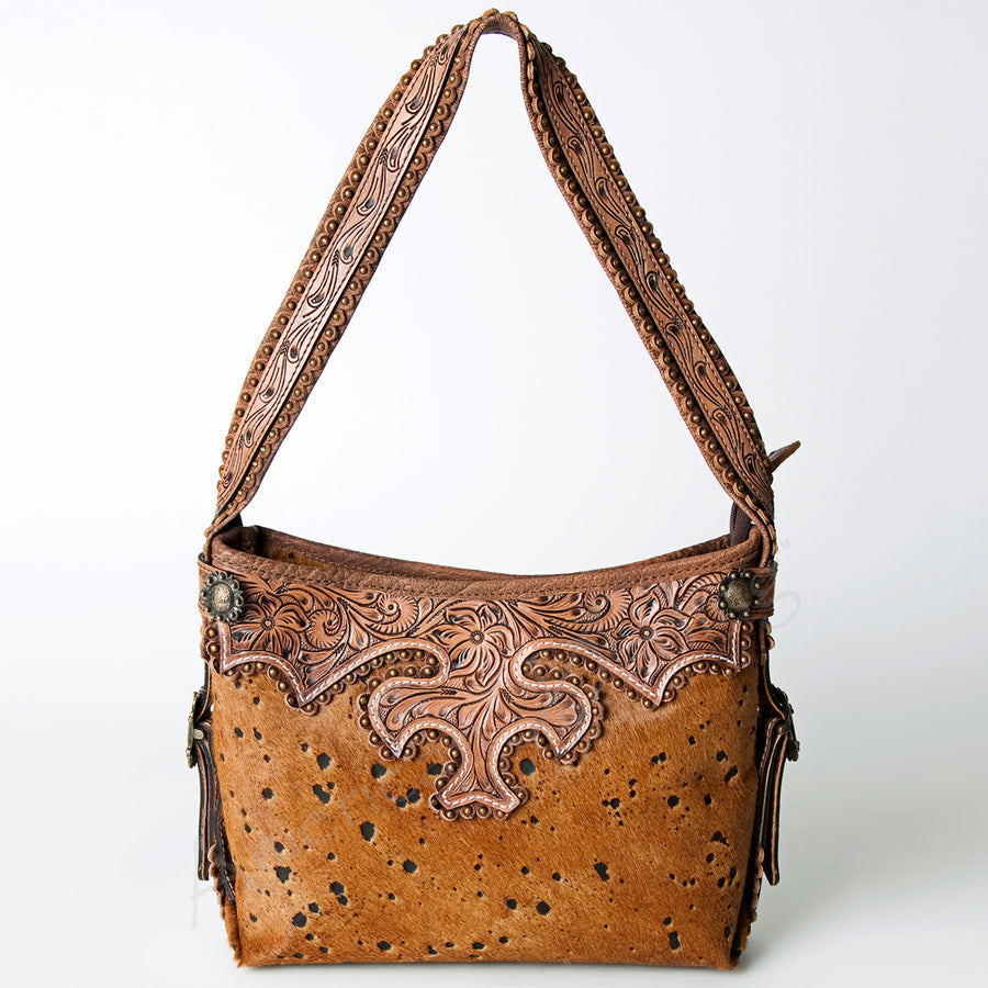 American Darling Hobo Bag Western Hand Tooled Floral Genuine Leather Purse with Rivetted Detail and YKK Zipper for Women