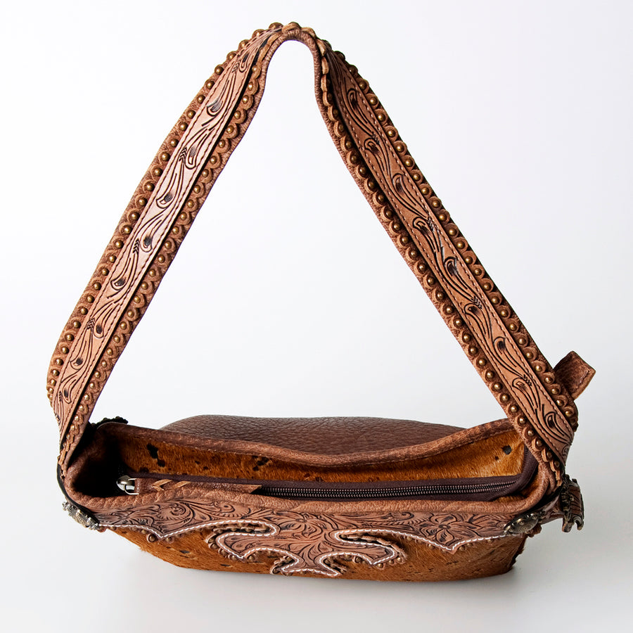 American Darling Hobo Bag Western Hand Tooled Floral Genuine Leather Purse with Rivetted Detail and YKK Zipper for Women