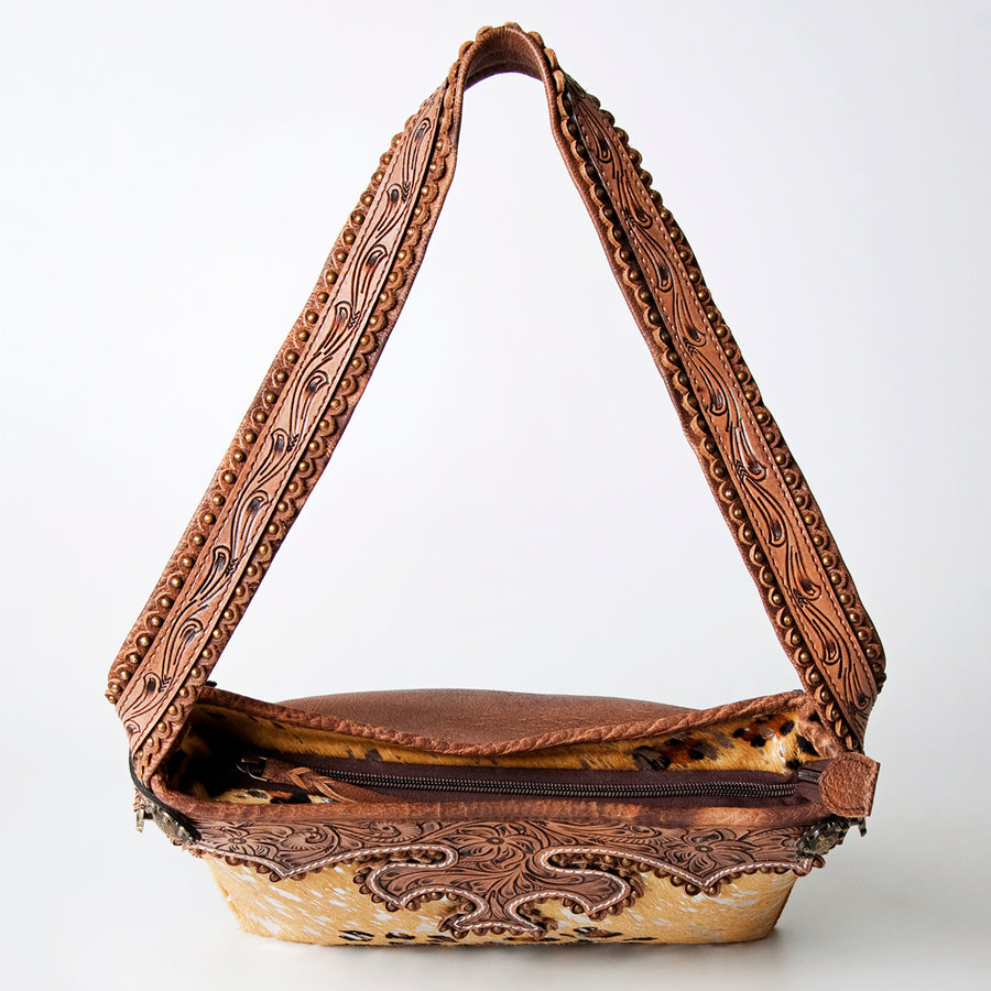 American Darling Hobo Bag Western Hand Tooled Floral Genuine Leather Purse with Rivetted Detail and YKK Zipper for Women