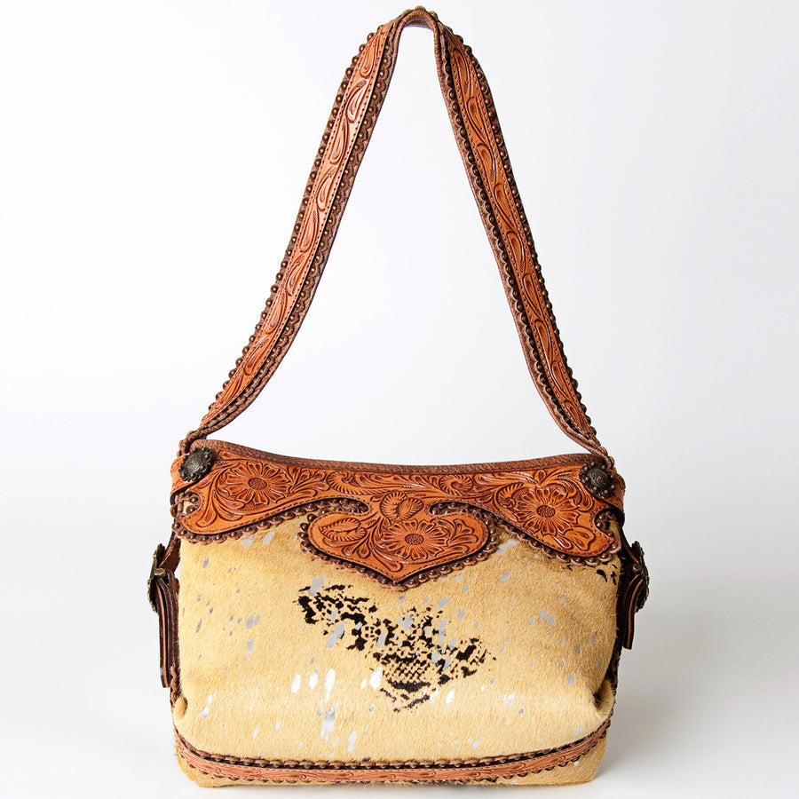 American Darling Hobo Bag Western Hand Tooled Floral Genuine Leather Purse with Rivetted Detail and YKK Zipper for Women