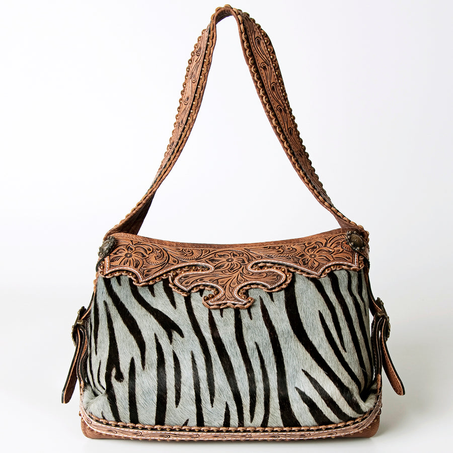 American Darling Hobo Bag Western Hand Tooled Floral Genuine Leather Purse with Rivetted Detail and YKK Zipper for Women