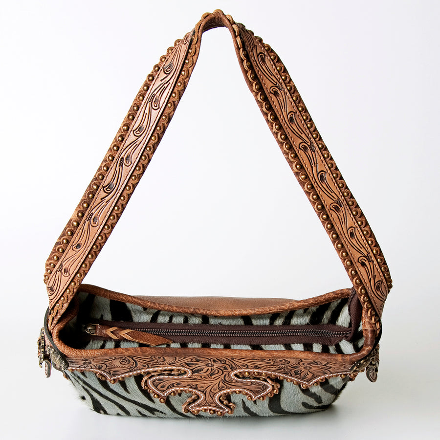 American Darling Hobo Bag Western Hand Tooled Floral Genuine Leather Purse with Rivetted Detail and YKK Zipper for Women