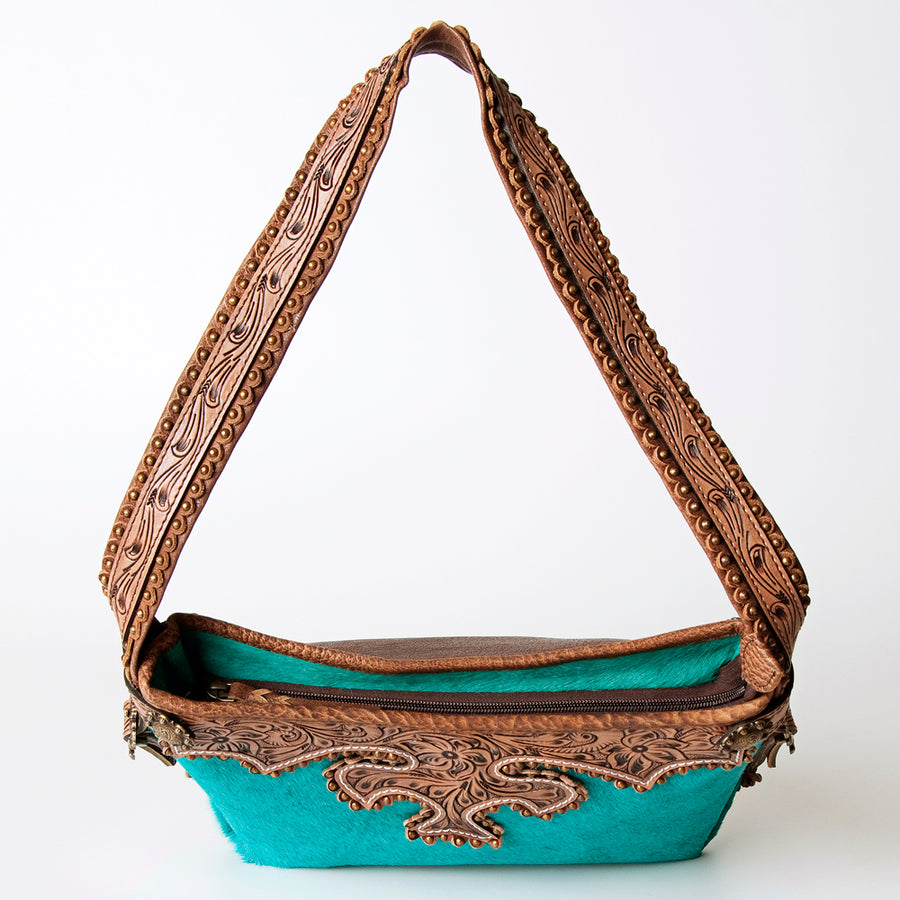 American Darling Hobo Bag Western Hand Tooled Floral Genuine Leather Purse with Rivetted Detail and YKK Zipper for Women