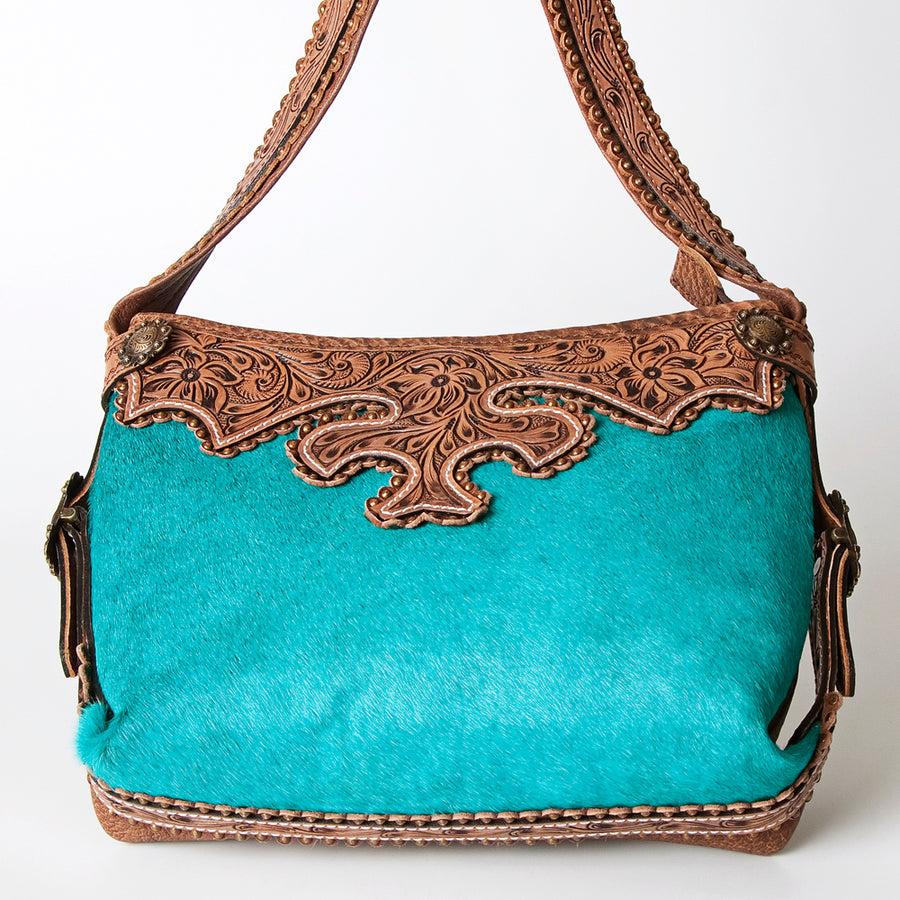 American Darling Hobo Bag Western Hand Tooled Floral Genuine Leather Purse with Rivetted Detail and YKK Zipper for Women
