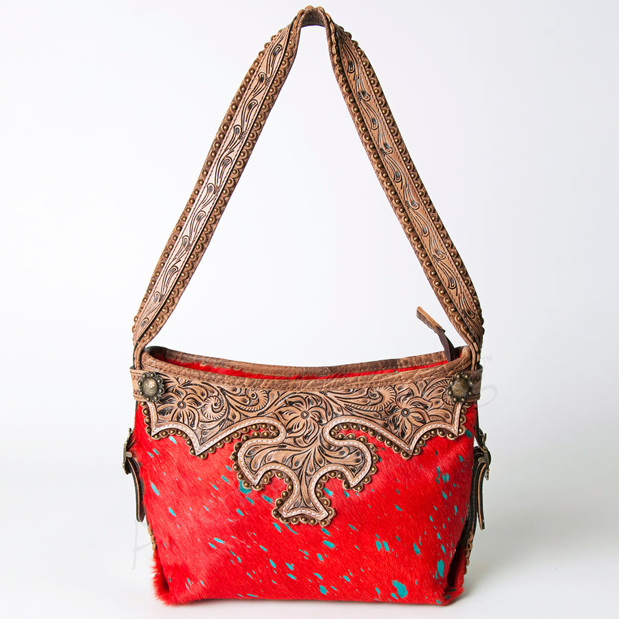 American Darling Hobo Bag Western Hand Tooled Floral Genuine Leather Purse with Rivetted Detail and YKK Zipper for Women