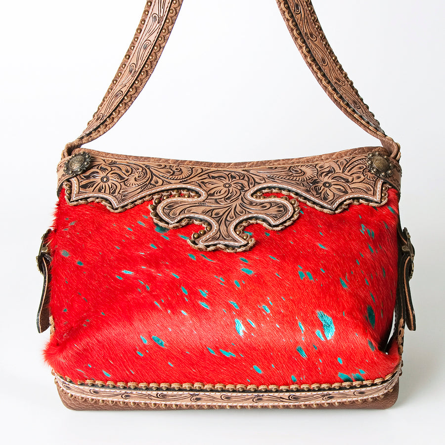 American Darling Hobo Bag Western Hand Tooled Floral Genuine Leather Purse with Rivetted Detail and YKK Zipper for Women