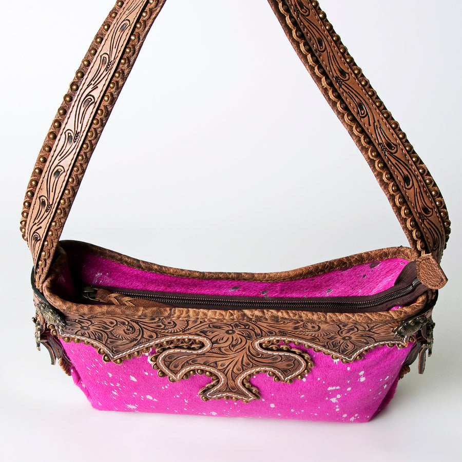 American Darling Hobo Bag Western Hand Tooled Floral Genuine Leather Purse with Rivetted Detail and YKK Zipper for Women