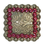 HILASON Western Screw Back Square pink rhinestone Concho Nickle Cowgirl | Belt Slotted Conchos