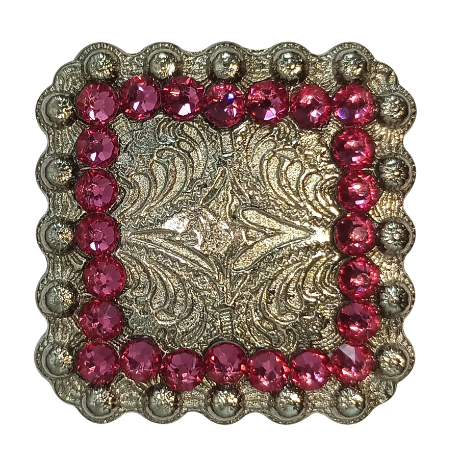 2 piece Western Screw Back Square rhinestone Concho Nickle Cowgirl Hilason - Uhorse