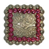 16 piece Western Screw Back Square rhinestone Concho Nickle Cowgirl Hilason - Uhorse