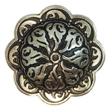 4 Pc W. Screw Black Inlay Engraved Concho Nickel Cowgirl Hilason – by Hilason – Cowboy and equestrian accessories