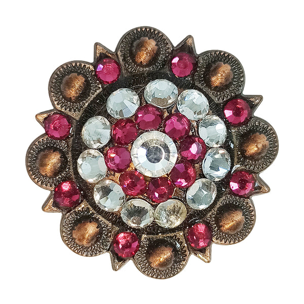 Western Screw Back Concho Pink with White Berry Copper Cowgirl Hilason - Uhorse
