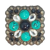 4 Pc W. Screw Back Square Antique Finish Concho Cowgirl Hilason – by Hilason – Cowboy and equestrian accessories