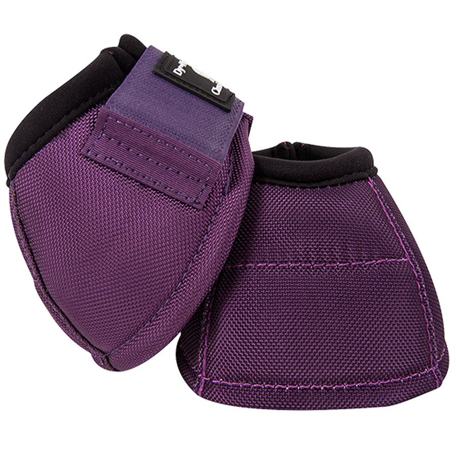 Purple nylon horse bell boots with black cuff trim - Uhorse
