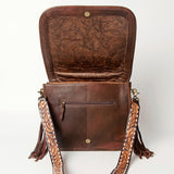 American Darling Hand Tooled Saddle Blanket Cross body Bag Eco-Friendly Genuine Leather Fringed Western Purse YKK Zipper