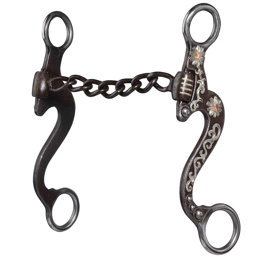 5 1/4 in Mouth Professionals Choice H. Bit Small Flower Thin Chain – by Hilason – Cowboy and equestrian accessories