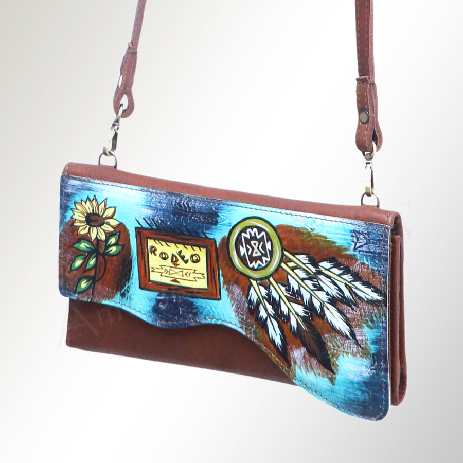 American Darling Hand Painted Western Leather Small Cross body Bag - Handcrafted - Uhorse