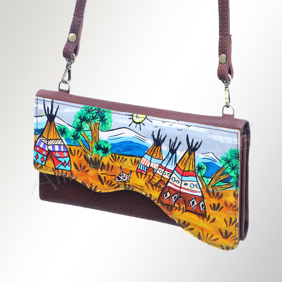 American Darling Hand Painted Western Leather Small Cross body Bag - Handcrafted - Uhorse