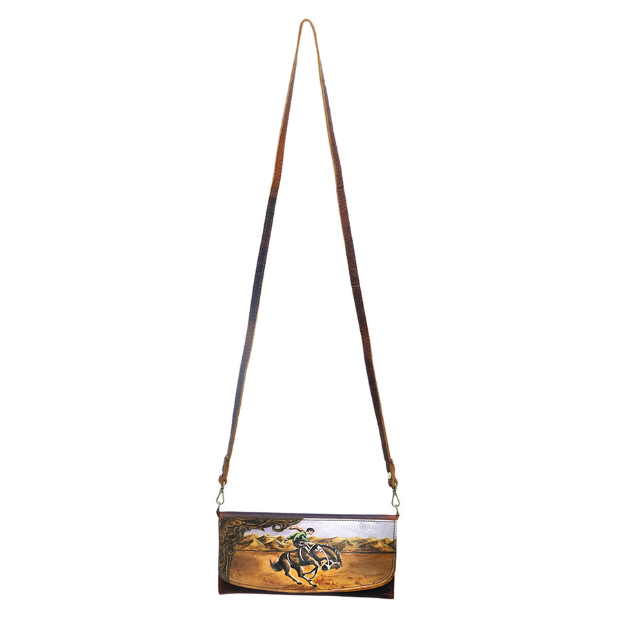 American Darling Small Cross body Bag Genuine Vegetable Tanned Leather Wallet Purse Western Handbag 4in x 1in x 8in