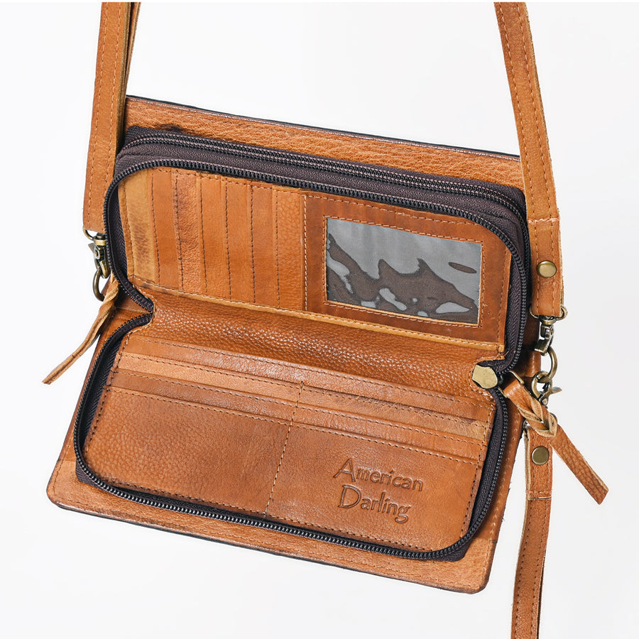 American Darling Organiser Bag, Hand Painted Western Leather, Vegetable Tanned Full Grain, 4in (H) X 8in (W) X 1.5in (D)