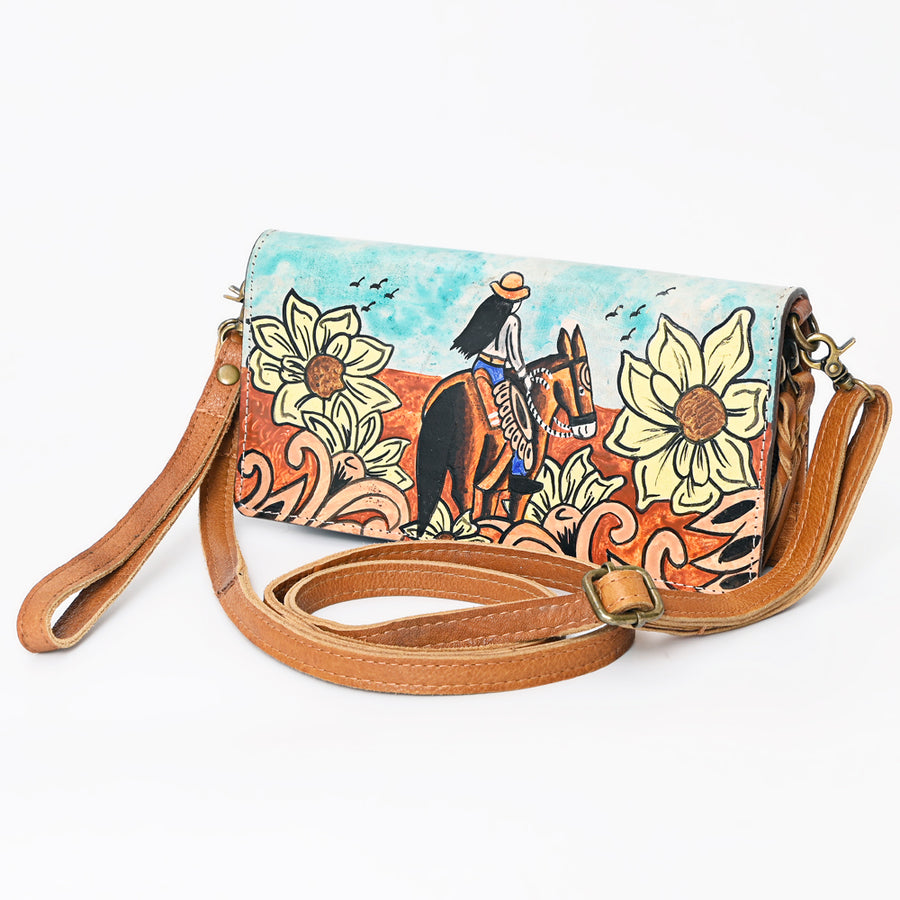 American Darling Hand Painted Western Leather Organiser Bag - Handcrafted - Uhorse
