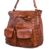 Never Mind Nmbgm126 Bucket Vintage Handmade Genuine Cowhide Leather Women Bag Western Handbag Purse