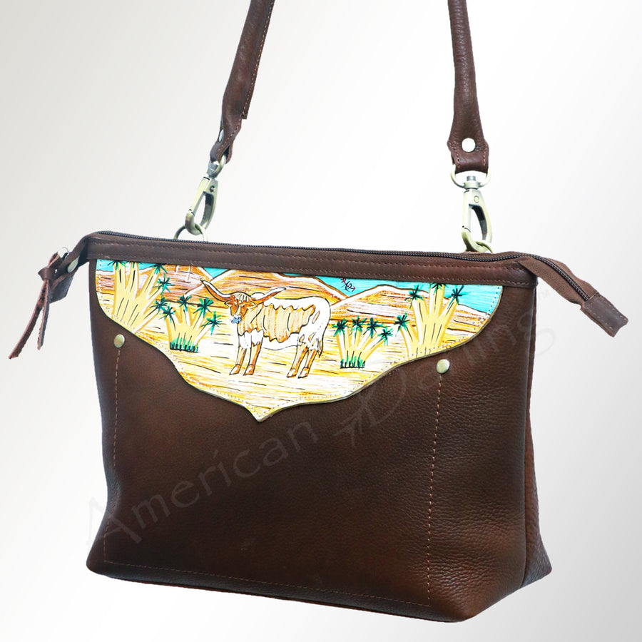 American Darling Hand Painted Western Leather Cross body Bag - Handcrafted - Uhorse