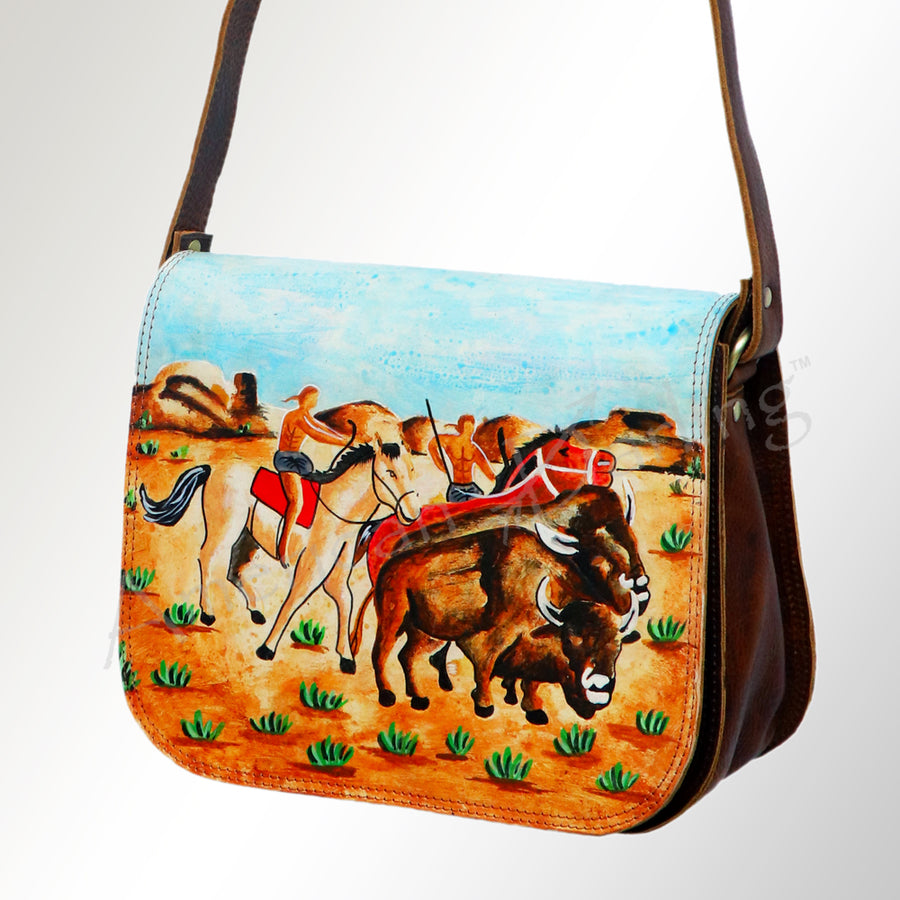 American Darling Hand Painted Western Leather Messenger Bag - Handcrafted - Uhorse