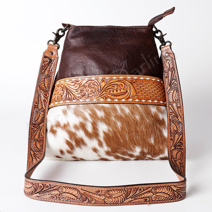 American Darling Cross Body Hand Tooled Hair on-Genuine Leather Western Women Bag Handbag Purse | Crossbody for Cute