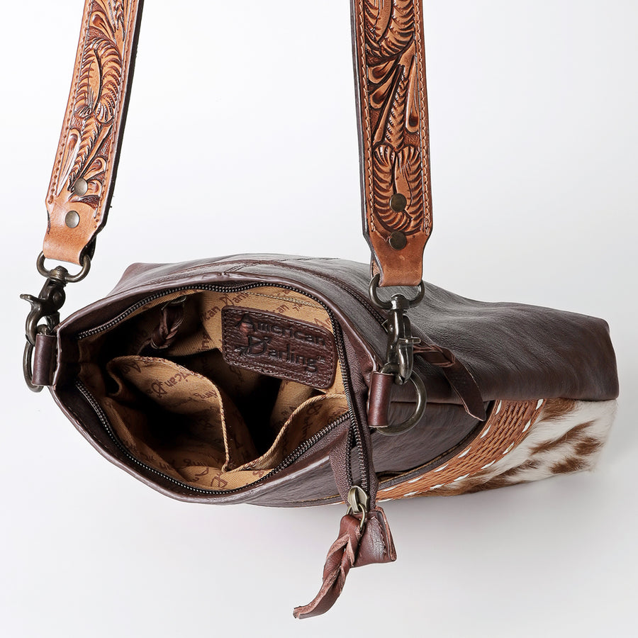 American Darling Cross Body Hand Tooled Hair on-Genuine Leather Western Women Bag Handbag Purse | Crossbody for Cute