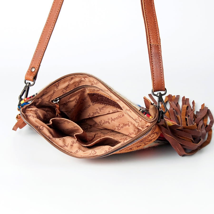 American Darling Cross Body Hand Tooled Saddle Blanket Genuine Leather Western Women Bag Handbag Purse | Crossbody for Cute