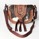 American Darling ADBGZ390A Cross Body Hand Tooled Hair On Genuine Leather women bag western handbag purse