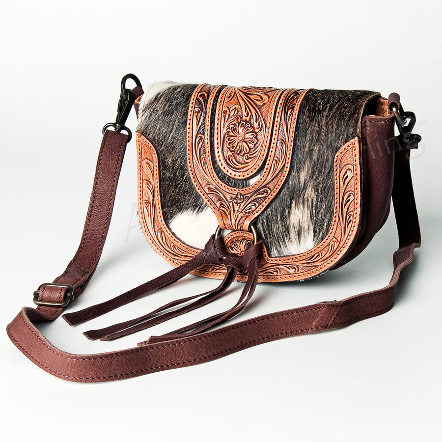 American Darling Cross Body Hand Tooled Hair on-Genuine Leather Western Women Bag Handbag Purse | Crossbody for Cute - Uhorse