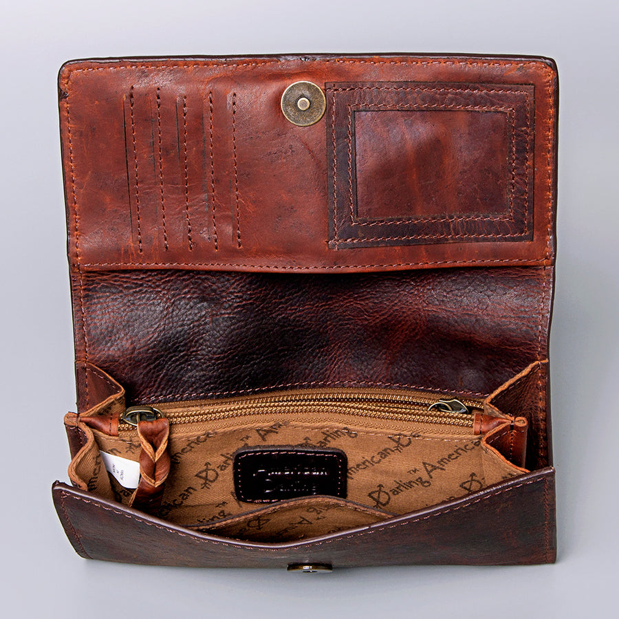 American Darling Wallet Hand Tooled Genuine Leather Western Women Bag | Handbag Purse Wristlet Travel Clutch
