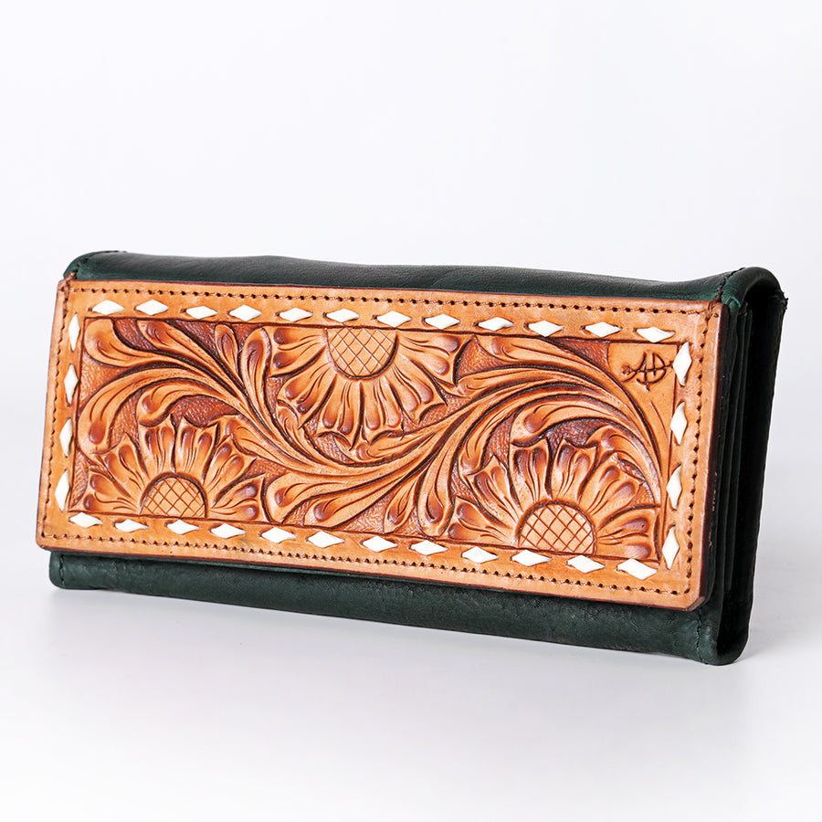 American Darling Wallet Hand Tooled Genuine Leather Western Women Bag | Handbag Purse Wristlet Travel Clutch - Uhorse