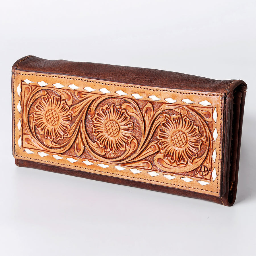 American Darling Wallet Hand Tooled Genuine Leather Western Women Bag | Handbag Purse Wristlet Travel Clutch - Uhorse