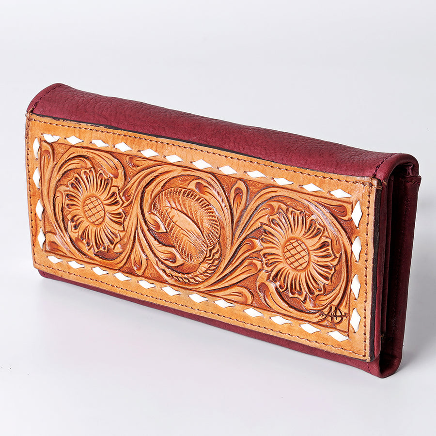 American Darling Wallet Hand Tooled Genuine Leather Western Women Bag | Handbag Purse Wristlet Travel Clutch - Uhorse
