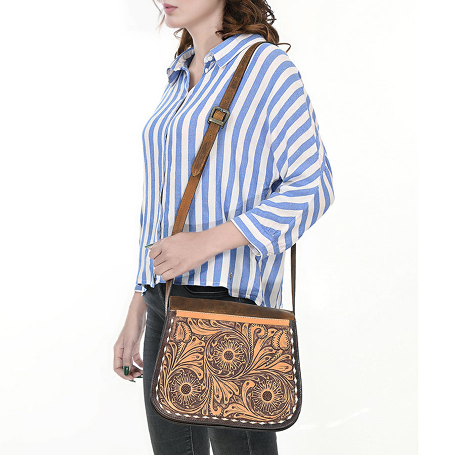 American Darling Cross Body hand tooled Full Grain Genuine Leather Western Women Bag Handbag Purse | Crossbody for Cute