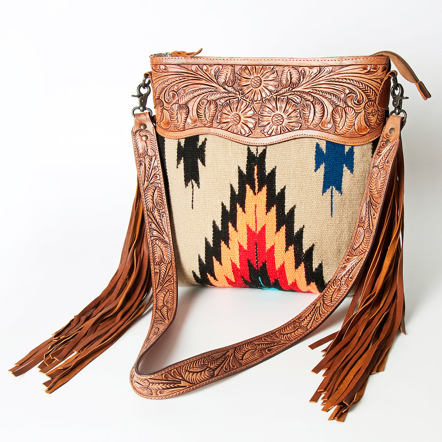 American Darling Signature Crossbody Hand Tooled Saddle Blanket Genuine Leather Women Bag Western Handbag Purse - Uhorse