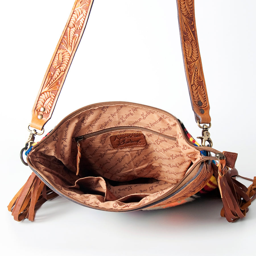 American Darling Signature Crossbody Hand Tooled Saddle Blanket Genuine Leather Women Bag Western Handbag Purse