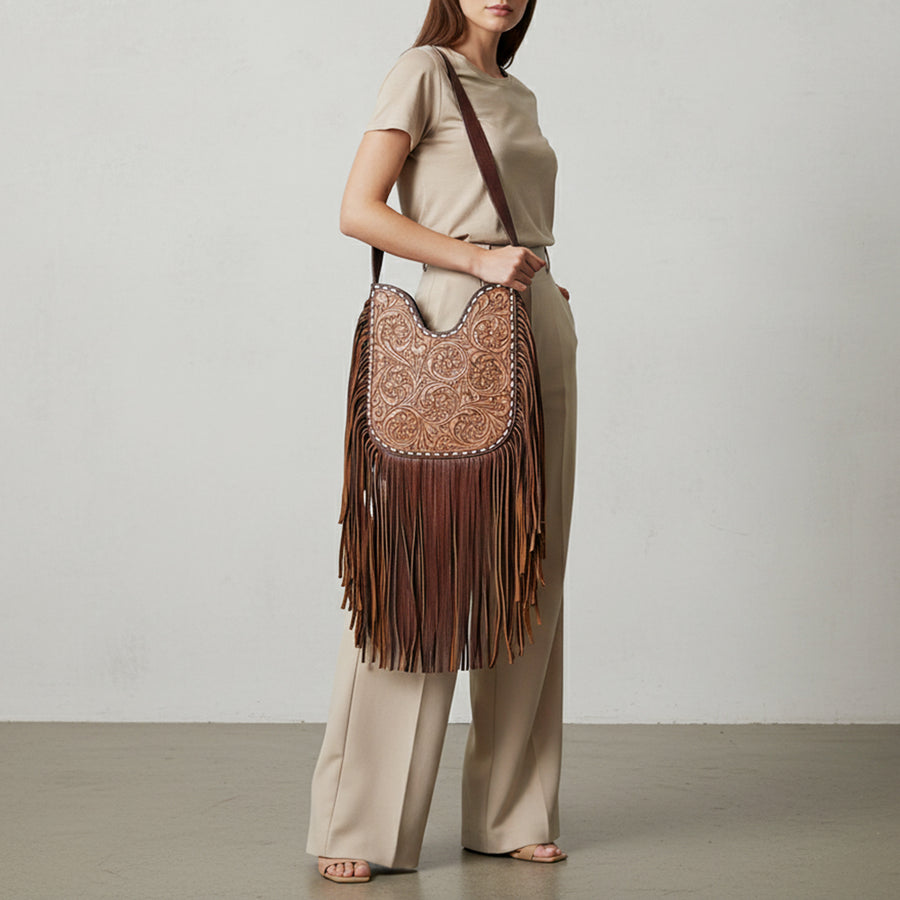 American Darling Hobo Hand Tooled Genuine Leather Women Bag Western Handbag Purse